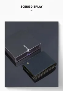 Portefeuille court en cuir PU pour hommes avec coffret cadeau, design d'affaires classique.