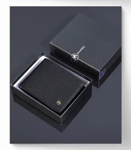 Portefeuille homme en cuir PU noir avec coffret cadeau élégant pour cartes et monnaie