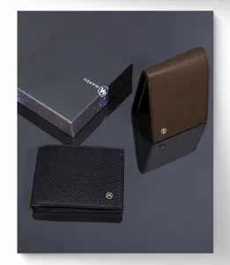 Portefeuille pliable en cuir pour hommes coffret cadeau affaires porte-cartes style classique chic.