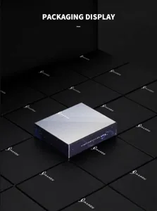 Boîte-cadeau noire de qualité supérieure pour portefeuille homme et étui avec motif d'étoiles.