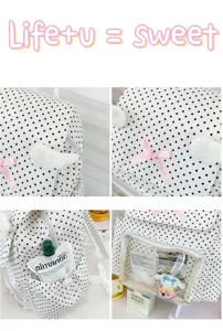 Zaino a pois retrò coreano carino stile balletto con ali ita bag e tasca trasparente.