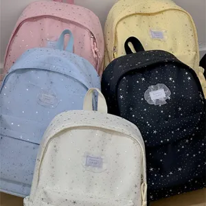 Casual star pattern student school backpack large capacity canvas daypack daily travel bag