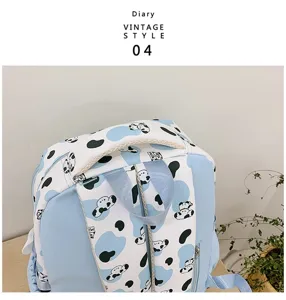Cute cartoon puppy print backpack, casual large capacity school bag for women and students.