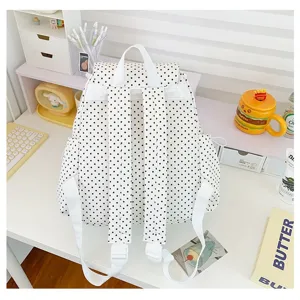 Zaino a pois in stile retrò coreano donna casual di grande capacità dolce carino borsa scuola