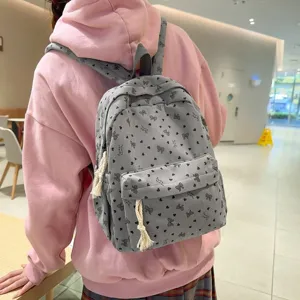 Korean style sweet cute bow corduroy backpack for women, large capacity school bag