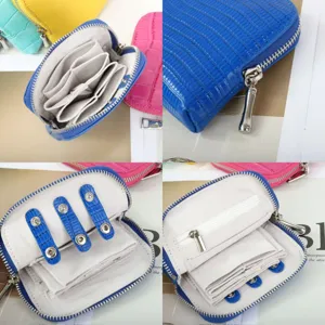 Genuine leather crocodile pattern jewelry organizer mini zipper coin purse card holder bag