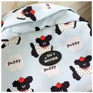 Cute cartoon puppy print backpack light blue student school bag stylish children daypack