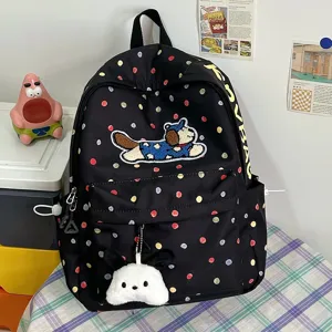 Koreanischer Stil Cartoon Hund Rucksack süße bunte Polka Dot Schultasche für Frauen