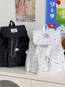Zaino Carino a Pois e Fiocco Stile Ins Coreano Design di Nicchia Moda Versatile Casual Borsa Scolastica Studente Donne Uomini