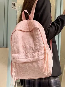 Sac à dos matelassé rose à motif d'étoile pour femme, cartable mignon et décontracté.