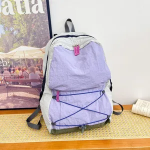 Zaino casual bicolore con cordino stile minimalista grande capacità per donne e ragazze