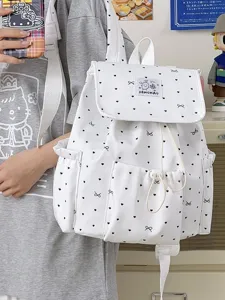 Zaino coreano carino cuore fiocco per donne, moda harajuku borsa scolastica casual per studenti.