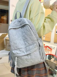 Sac à dos matelassé tendance avec étoiles pour femme, style coréen uni, grand sac de cours.