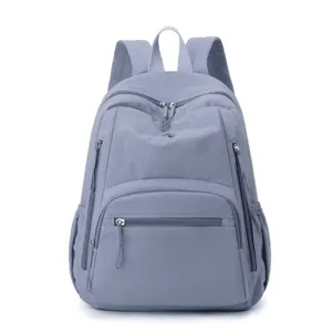 Minimalist blue-gray casual backpack large capacity lightweight travel bookbag for daily commute