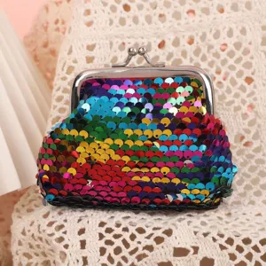 Monedero de lentejuelas coloridas para niños, lindo bolso con cierre para niñas y fiestas.