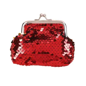 Monedero de lentejuelas rojas para niños, lindo bolso con cierre, bolso de fiesta brillante.