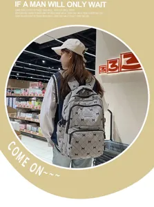 Korean style fashion casual backpack with cute bowknot design, perfect for students.