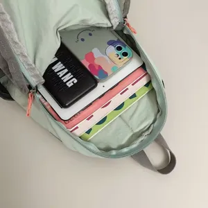 Lightweight casual canvas backpack minimalist travel daypack multi-pocket school bag for students