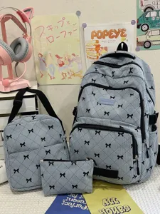 Women Casual Nylon Backpack Cute Bowknot Student School Bag Fashion Travel Daypack Casual Laptop Bookbag