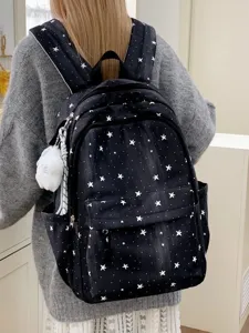 Japanese style star print large capacity student schoolbag casual backpack for women daily use