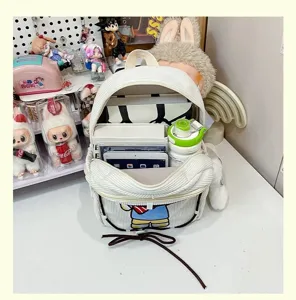 Corduroy backpack interior detail showcasing large capacity and neat organization for daily use.