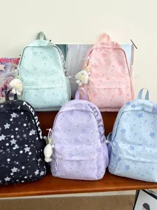 Sac à dos mignon imprimé étoiles pour femme grande capacité cartable tendance stylé