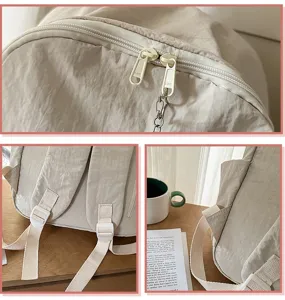 Minimalist solid color casual backpack detail view featuring durable fabric and smooth zippers.