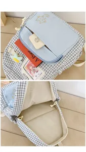 Korean style plaid cat backpack cute ita bag large capacity school bag for women