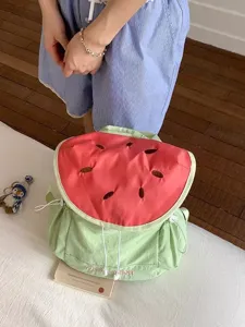 Japanese ins cute watermelon canvas backpack casual school bag travel daypack for women