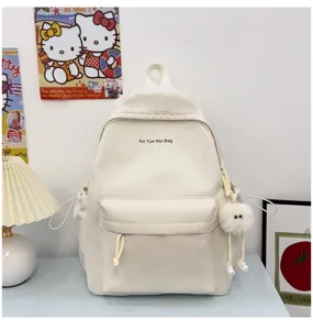 Minimalist solid color casual school backpack with large capacity for women daily use.