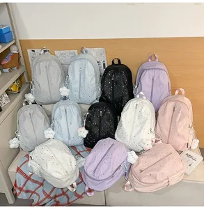 Korean style cute star pattern backpack large capacity casual student school daypack new trend