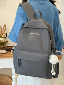 Korean style minimalist solid color backpack large capacity student school bag casual