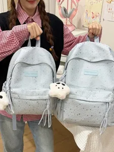 Stile Coreano Cartone Animato Stella Stampa Nylon Zaino Donna Grande Capacità Casual Scuola Borsa Carino Studente Zainetto