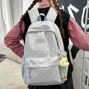 Korean style sweet polka dot backpack women large capacity college student school bag cute