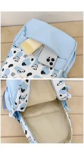 Japanese style cute cartoon puppy print backpack, large capacity casual student school bag.
