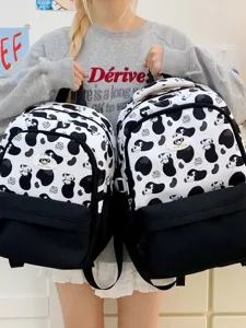 Japanese Ins Cartoon Printed Puppy Backpack Casual Large Capacity Student School Bag Cute Stylish Daypack For Women