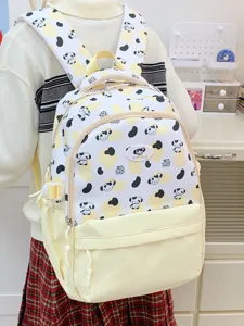Japanese style cute cartoon dog print school backpack large capacity student daily bag yellow