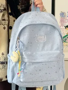 Korean Style Cartoon Star Oxford Cloth Backpack Women Large Capacity Casual School Bag Student Bookbag With Pendant