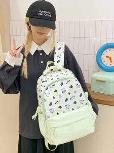 Japanese ins cartoon puppy print backpack, cute large capacity school bag for women.