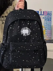 Korean style star print backpack large capacity casual school bag for women daily use everyday