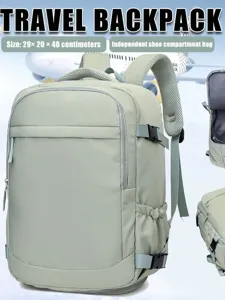 Korean Style Solid Color Waterproof Nylon Large Capacity Backpack Casual Travel Business Commuter Laptop Bag For Women Men