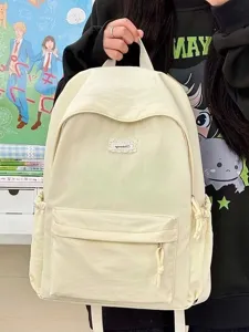 Koreanischer minimalistischer einfarbiger Rucksack fuer Damen, grosse Kapazitaet Schultasche.