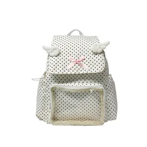 Zaino a pois retro coreano carino fresco ala Ita bag grande capacità borsa alla moda
