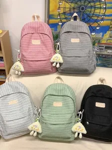 Zaino Casual in Nylon Minimalista per Donna Grande Capacita Borsa Scolastica per Studenti Tinta Unita Moda Versatile Viaggio