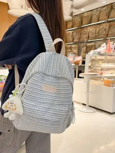 Zaino rigato minimalista stile Coreano da donna, grande capacita borsa casual giornaliera.