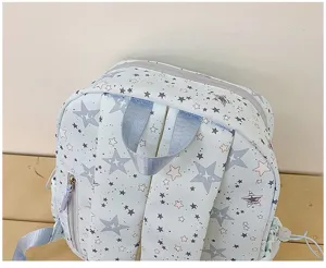 Carino piccolo zainetto casual con stampa di stelle per donne studenti borsa scolastica blu