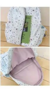Zaino con stampa di stelle carino da studente borsa casual per la scuola donna azzurro