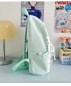 Sac à dos étudiant style japonais mignon bloc de couleur grande capacité cartable voyage