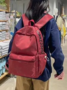 Casual large capacity red star pattern backpack for women student daily school commuting bag