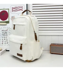 Zaino in tela minimalista di colore unito in stile coreano per donna borsa scuola.